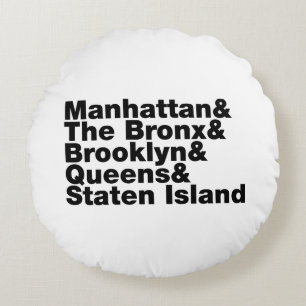 Fem Boroughs ~ New York City Rund Kudde