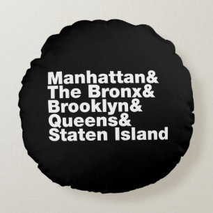 Fem Boroughs ~ New York City Rund Kudde