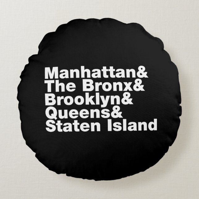 Fem Boroughs ~ New York City Rund Kudde (Framsidan)