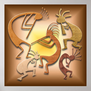 Fem Brown Kokopellis Poster