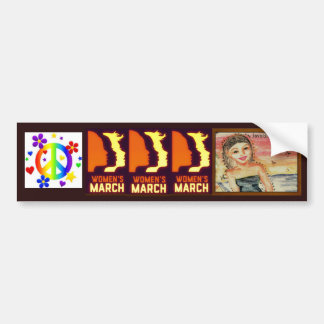 Fem-bumbersticker, kvinna marsch, plus - bildekal