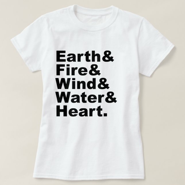 Fem element | Jord Eld Vind Vatten & Hjärta Tee Shirt (Design framsida)