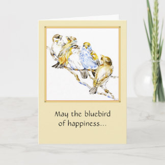 Fem fåglar, 5 x 7-mappade kort, vattenfärg kort