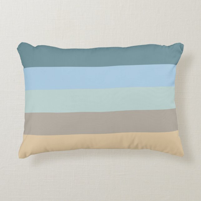 Fem Färg-kombinationer - Blue Brown Sand Beige Tur Prydnadskudde (Framsidan)