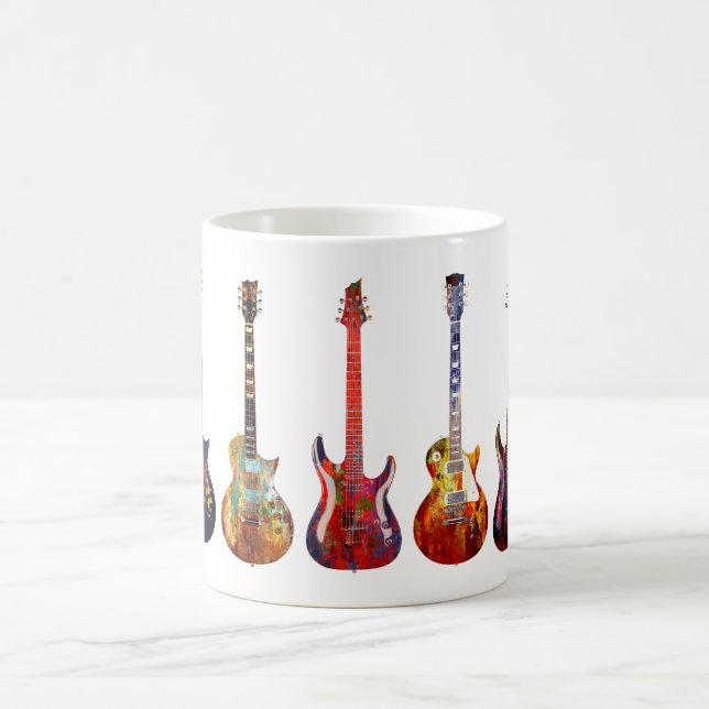 Fem färgade gitarrer kaffemugg (Center)