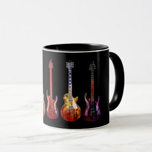 Fem färgade gitarrer mugg