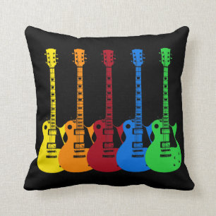 Fem Färgglada Elgitarrer Kudde