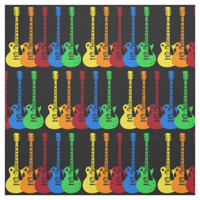 Fem Färgglada Elgitarrer  Tyg (Provkarta)