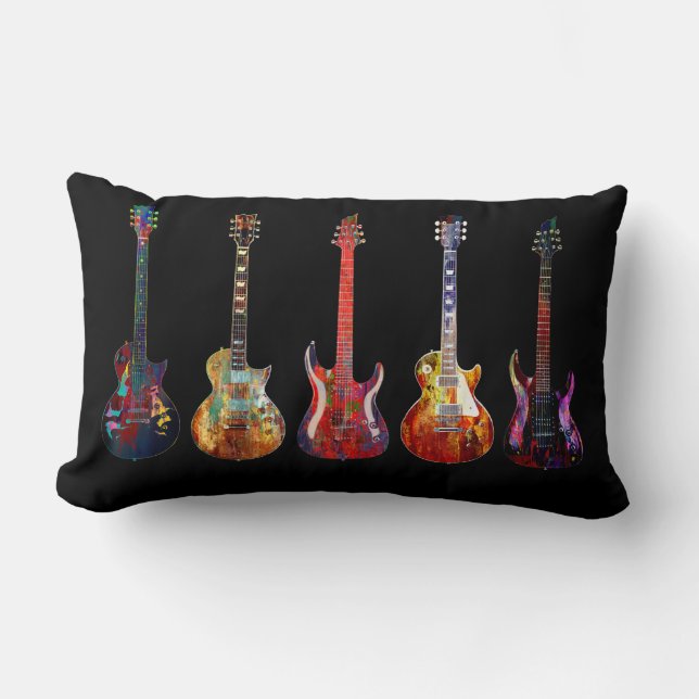 Fem färgglada gitarrer lumbarkudde (Framsida)