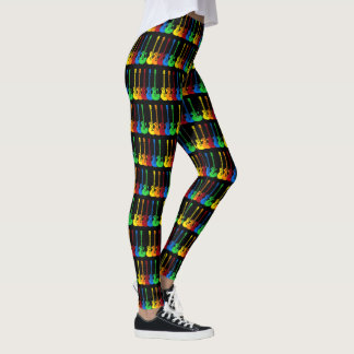 Fem färgstarka elektriska gitarrer leggings
