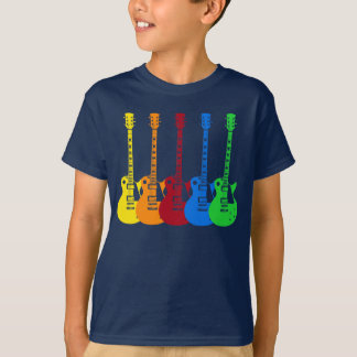 Fem färgstarka elektriska gitarrer tee