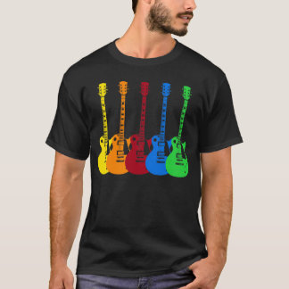 Fem färgstarka elektriska gitarrer tee