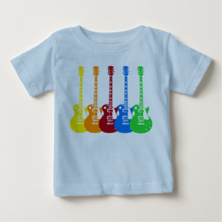 Fem färgstarka elektriska gitarrer tee