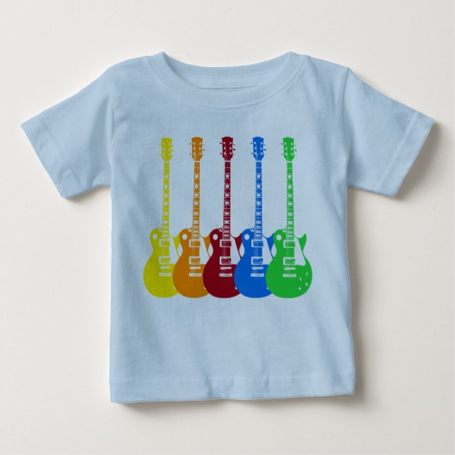 Fem färgstarka elektriska gitarrer  tee (Framsida)