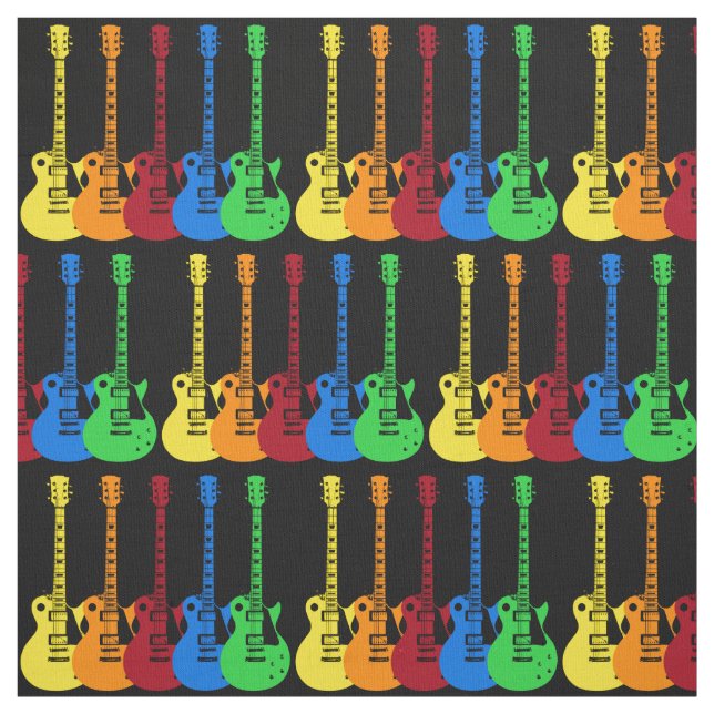 Fem färgstarka elektriska gitarrer  tyg (Provkarta)