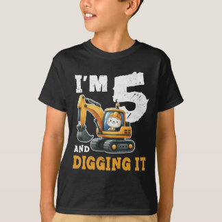 Fem femårsjubileum Digger Boy Construction T Shirt