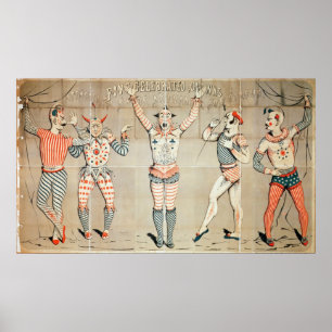 Fem firade kläder fästa vid sand poster