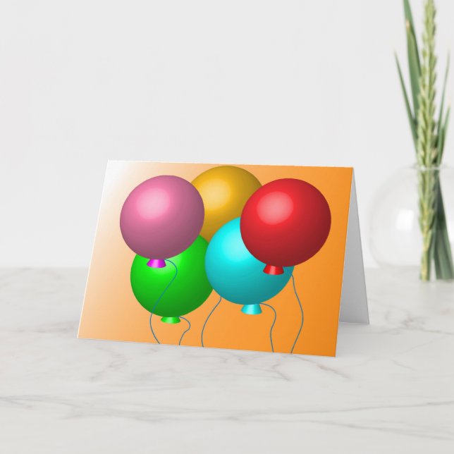 Fem födelsedagsballonger kort (Framsida)