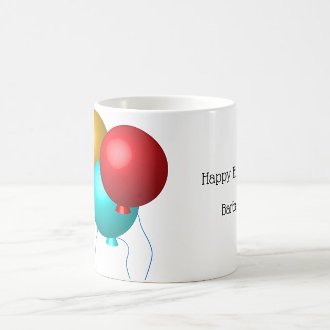 Fem födelsedagsballonger Personlig med Namn Kaffemugg (Center)