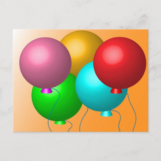 Fem födelsedagsballonger vykort (Framsida)