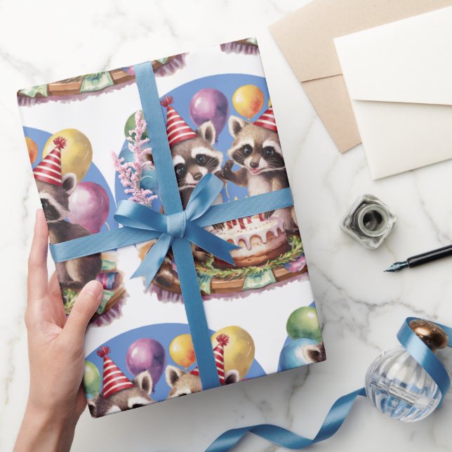 fem födelsedagsfesters twillingar mapache baby rac presentpapper (Gifting)