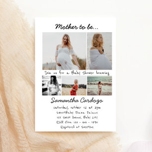 Fem foto Collage Inspirational Baby Shower Inbjudningar