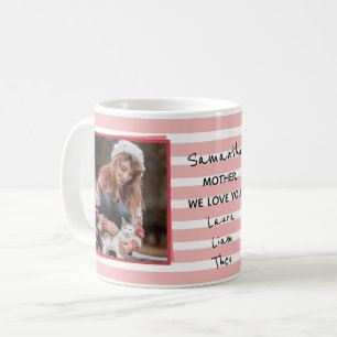 Fem foto Collage Mors dag Rosa Rand Coff Kaffemugg