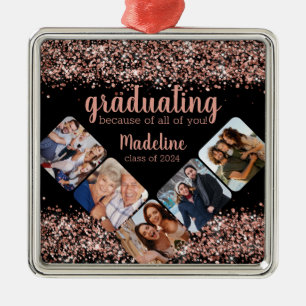Fem foto för studenten Ro Guld Glitter Julgransprydnad Metall
