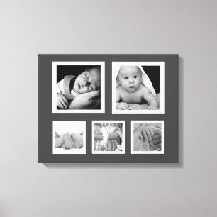 Fem foto med White Ramar Collage Canvastryck