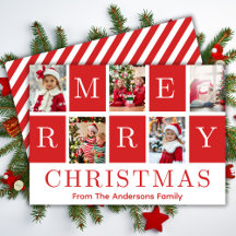 Fem fotokollage Red & White God jul