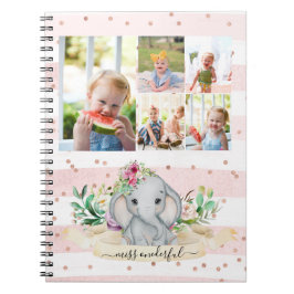 Fem foton Collage Miss Onderful Baby Elephant Anteckningsbok