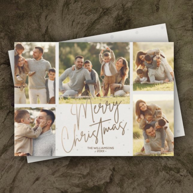 Fem foton i guld God jul Julkort (Skapare uppladdad)