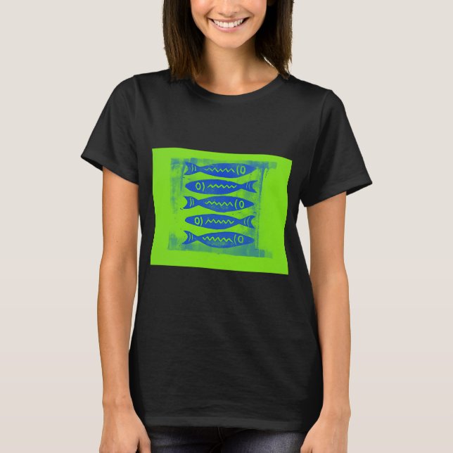 Fem funkiga fiskar t shirt (Framsida)