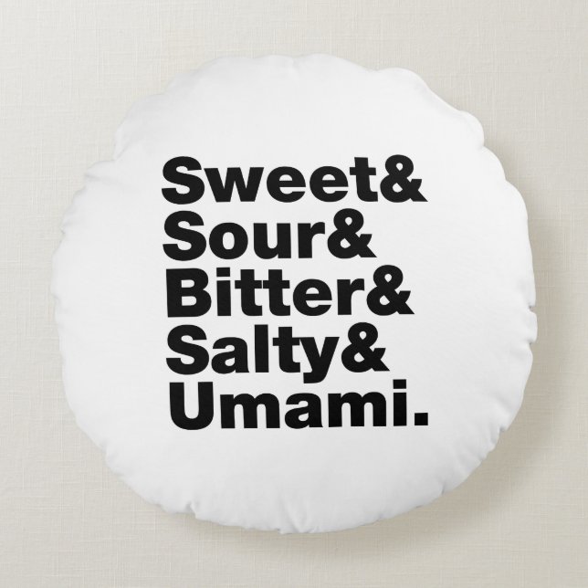 Fem grundläggande smak rund kudde (Framsidan)