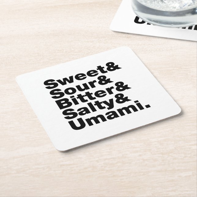 Fem grundläggande smak underlägg papper kvadrat (Vinklad)