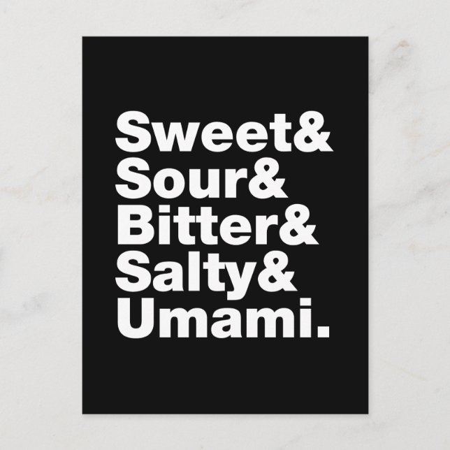 Fem grundläggande smak vykort (Framsida)