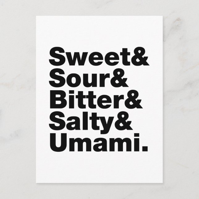 Fem grundläggande smak vykort (Framsida)