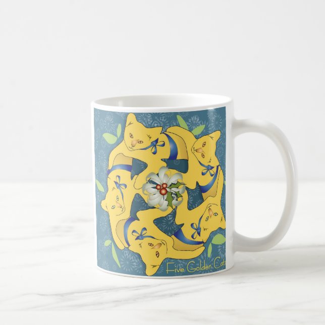 Fem gula katter... Helgdag Kaffemugg (Höger)