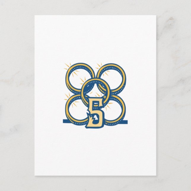 Fem guldringar! vykort (Framsida)