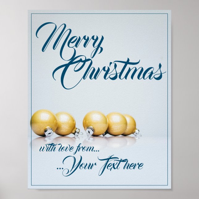 Fem gyllene julkulor - blå text poster (Framsidan)