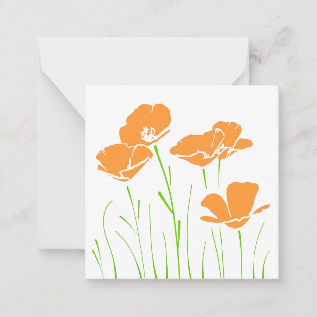 Fem Hand plockade California Poppies Anteckningskort (Framsida)