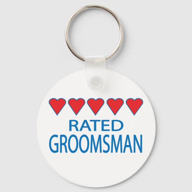 Fem Heart Groomsman Nyckelring (Framsida)