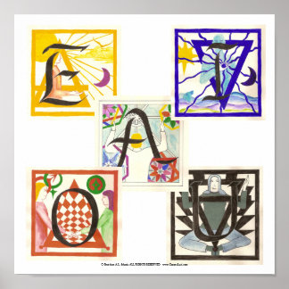 Fem Inslag och Vowels Poster