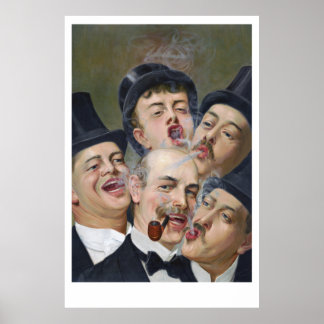 Fem jolly Smoking Manar-kort Poster