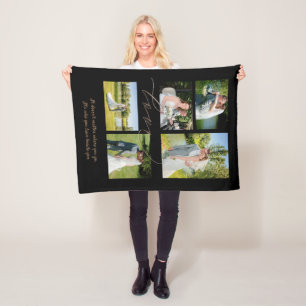 Fem Kärlek-fotokollage, svart Fleecefilt