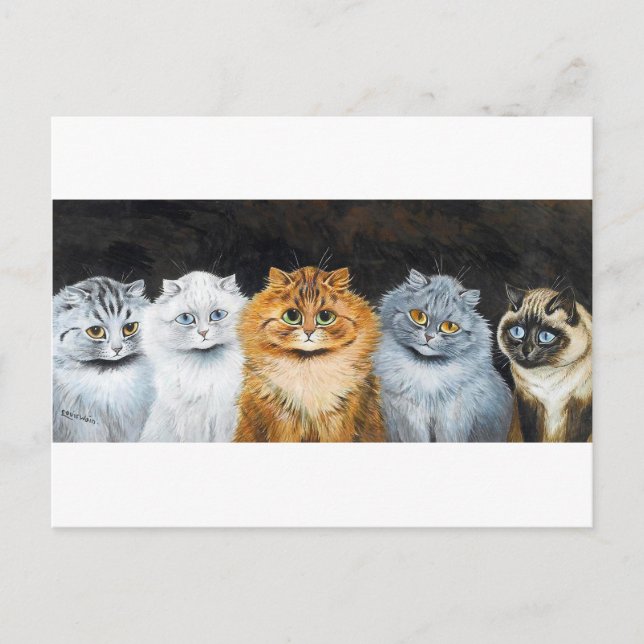 Fem katter, Louis Wain Vykort (Framsida)