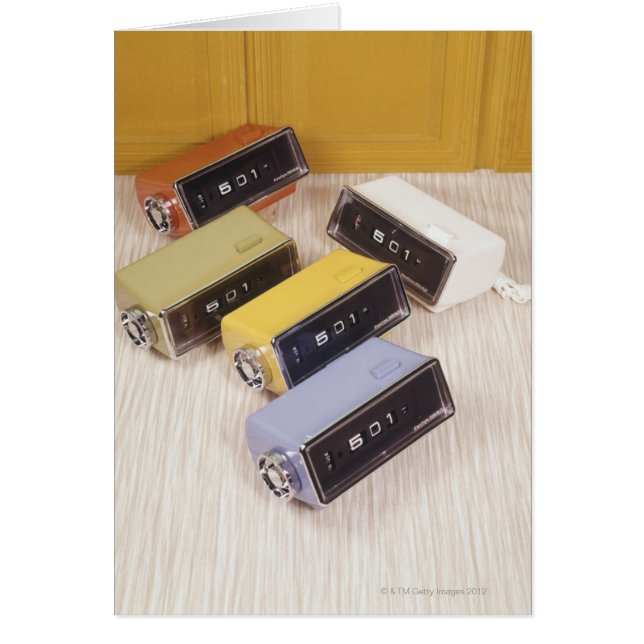 Fem klockor hälsningskort (Framsidan)