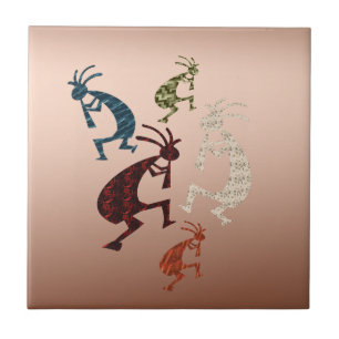 Fem Kokopelli Kakelplatta