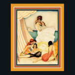 "Fem kvinnor i en persika" Art Deco-utskrift från  Poster<br><div class="desc">1920-talet skrev Art Deco "Fem kvinnor i stranden" av Gerda Wegener.</div>
