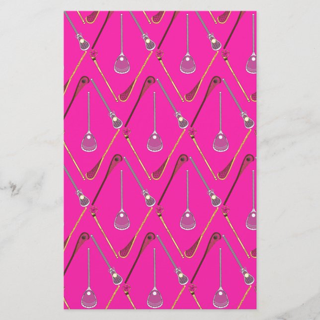 Fem Lacrosse Sticks Rosa Brevpapper (Framsida)